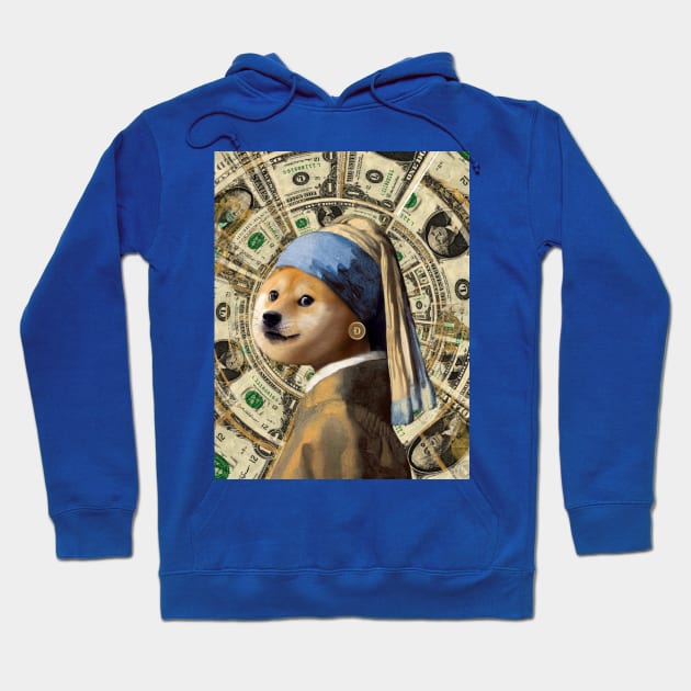 Doge with a Coin Earring Hoodie by Serotonin